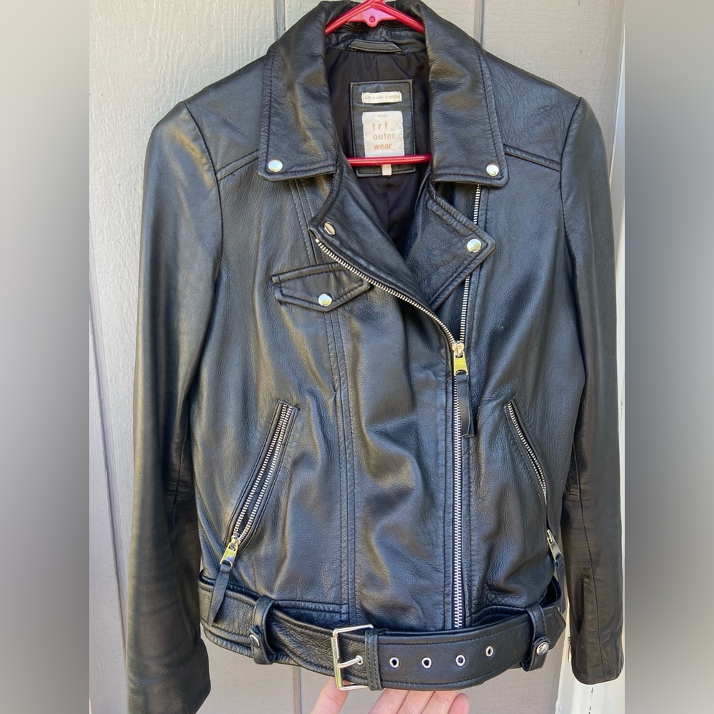 Zara TRF Outerwear Women’s Soft Black Real Sheep Leather Jacket - size Large